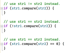 visual assist code inspection for std::string::compare