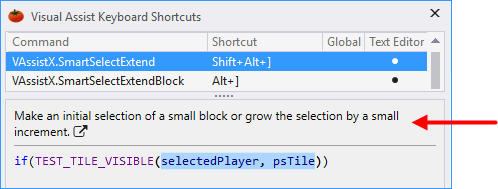 Help for recommended keyboard shortcuts