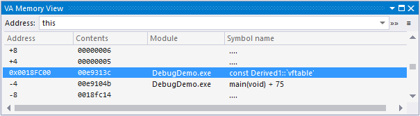 The VA Memory View also accepts more complex expressions.