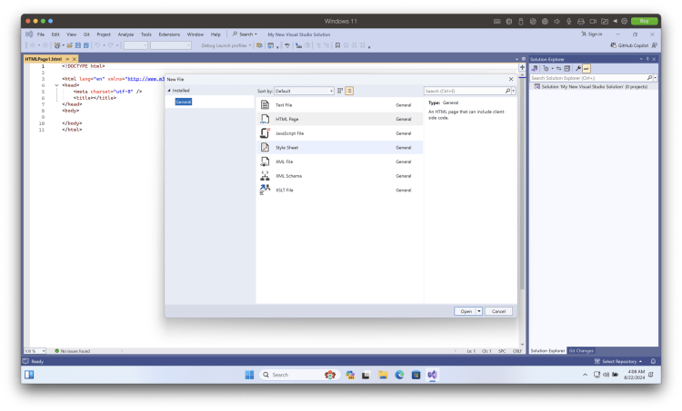 Visual Studio open on a virtual machine